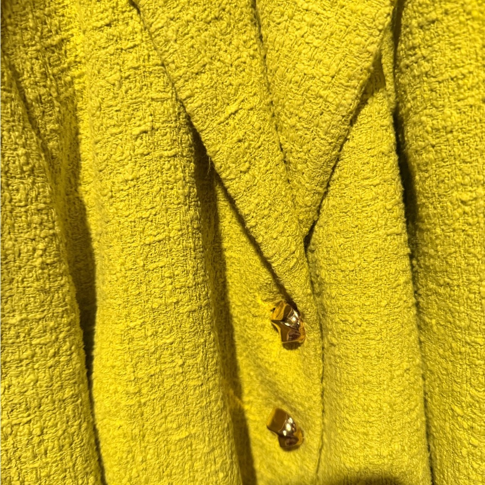 Zara Yellow Textured Bouclé Women's Blazer